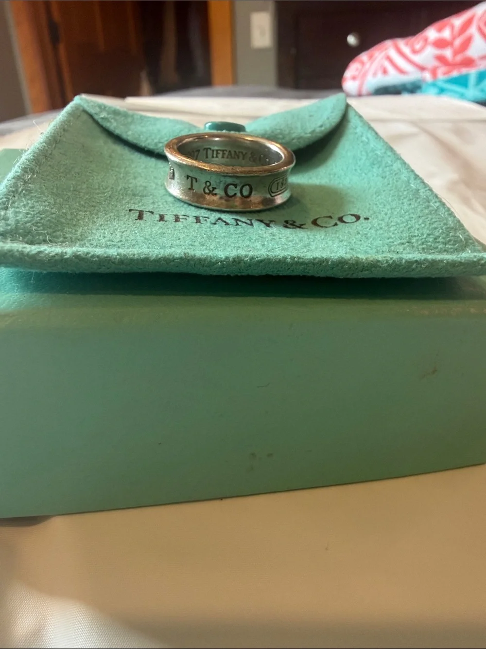 Authentic Tiffany & Co. 1837 Sterling Silver Concave Band Ring - Unisex Size 7